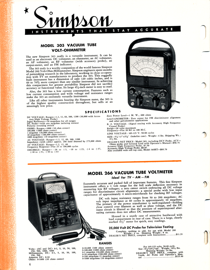 1951 Simpson Test Equipment Catalog - Page 4