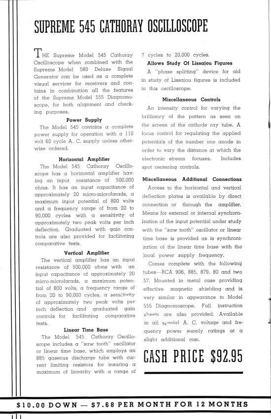 545 Cathoray Oscilloscope