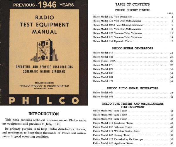 Philco 1946 Test Equipment Manual