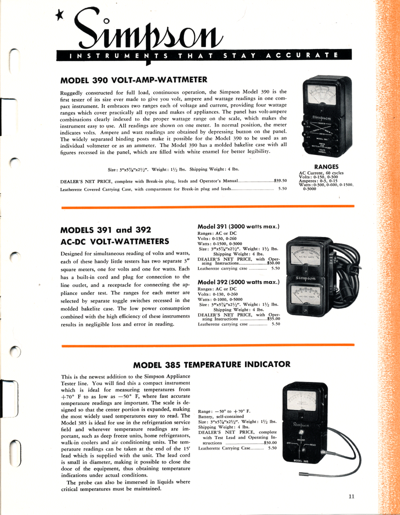1951 Simpson Test Equipment Catalog - Page 11